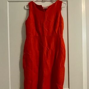 Ann Taylor Orange Sleeveless Sheath Midi Dress